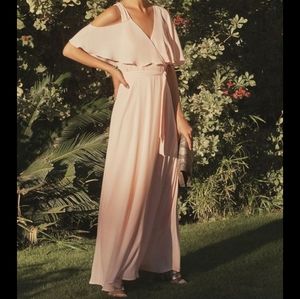 JustFab Cold Shoulder Flutter Sleeve Maxi